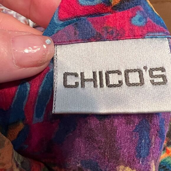 Chicos  ||  multi colored. 100% silk blouse - Picture 3 of 11